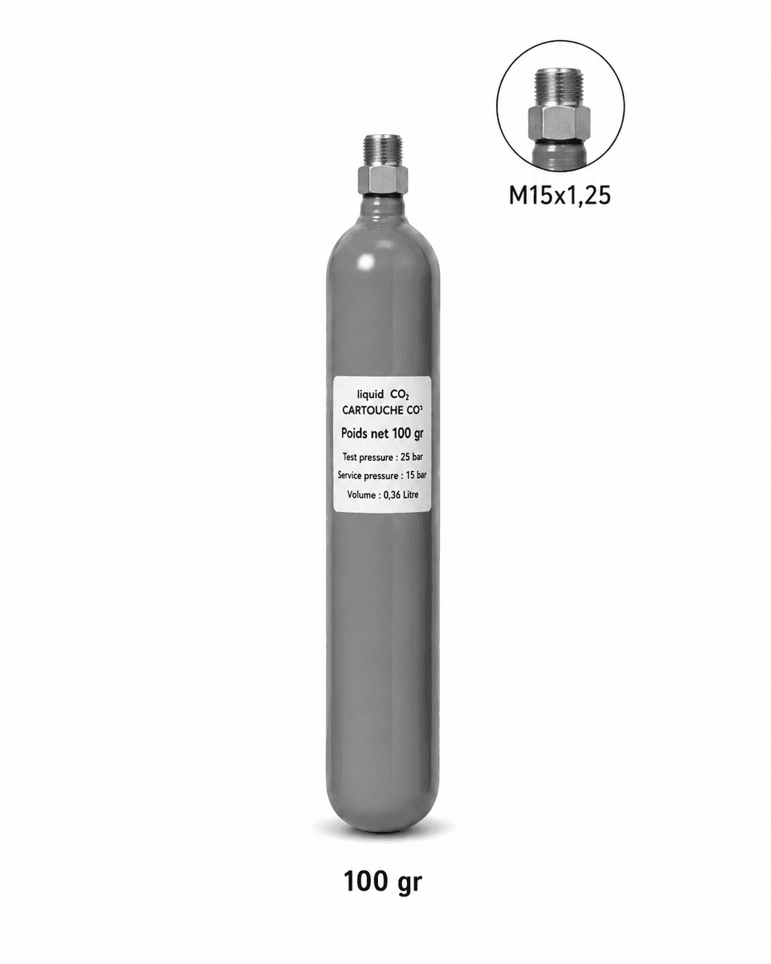 Butelie CO₂ panou M15x1.25 - 100 g