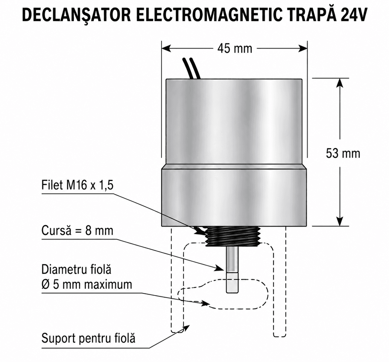 Declanșator electromagnetic trapă 24V - miniatură 2