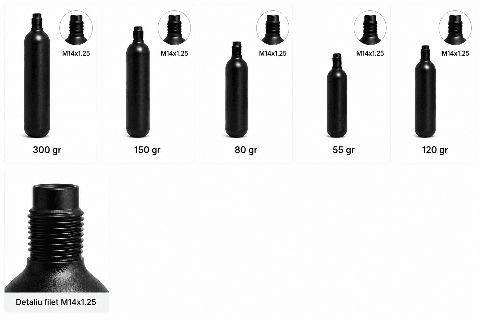 Butelie CO₂ panou M14x1.25 - 300 g - miniatură 2