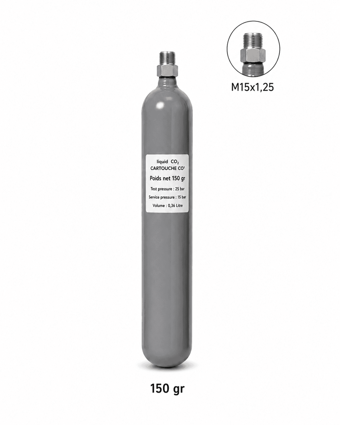 Butelie CO₂ panou M15x1.25 - 150 g