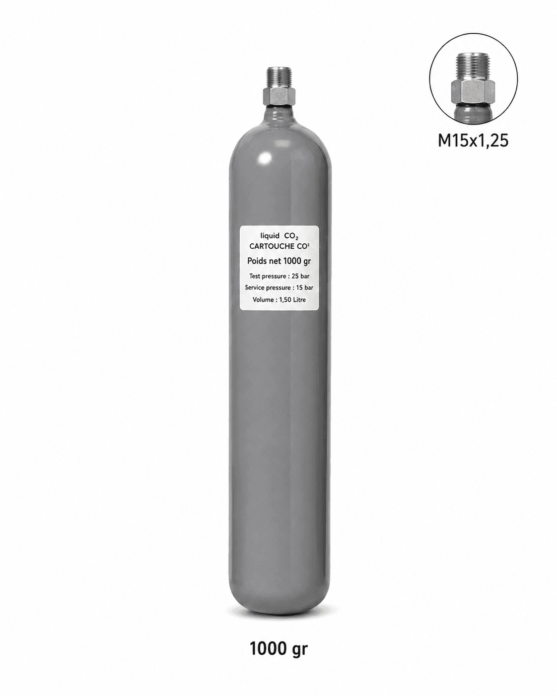 Butelie CO₂ panou M15x1.25 - 1000 g