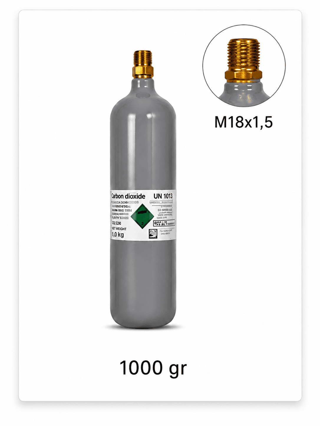 Butelie CO₂ panou M18x1.5 - 1000 g