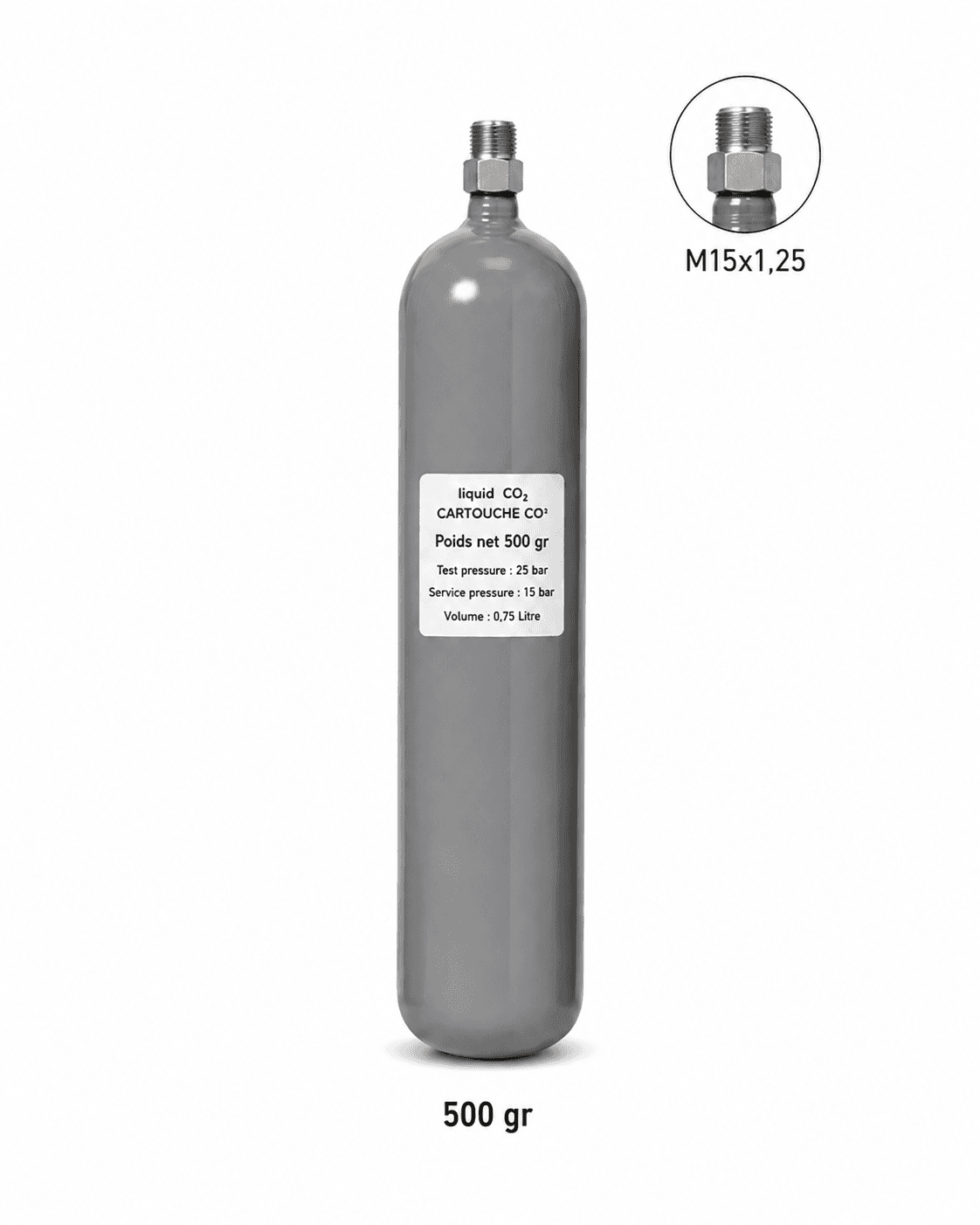 Butelie CO₂ panou M15x1.25 - 500 g